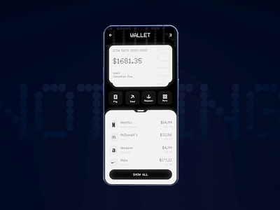 Wallet App for Nothing Phone 3d 3d phone animation app design bank bank app banking e wallet finance funds iphone mobile app money management motion graphics nothing phone payment personal finance smartphone ui wallet