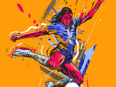 Footballer character design football footballer illustrated illustration illustrator people portrait portrait illustration power procreate woman