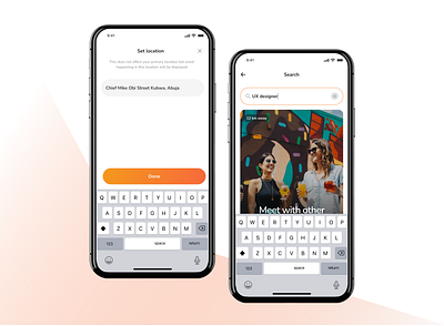 Search and set location design events mobile ui ux