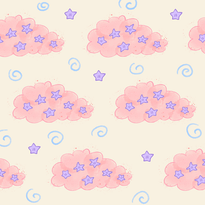 Hand-drawn Patterns clouds cute digital art illustration pattern stars