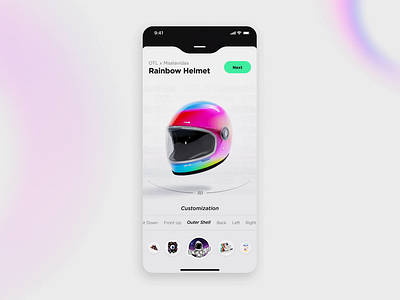 3D customization app 3d animation blender branding color custom customization design gradient graphic design iot logo motion graphics motorbike nft product rainbow shop ui white