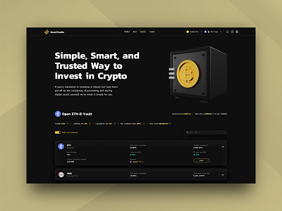 Smart Vaults & Loans Concept Staking Web3 App UI UX Dashboard ai blockchain crypto crypto loans cryptocurrency defi earn extej finance fintech invest investing app investment app loan loans protocol saas staking wallet web design