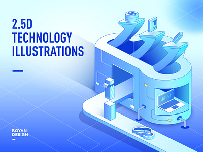 2.5D cloud TECHNOLOGY ILLUSTRATIONS 2.5d 3d b端 illustration 云 传送带 动物 建筑 技术 抽象 插画 梦幻 电脑 科学 科幻 科技 立体 绘画 艺术 计算机