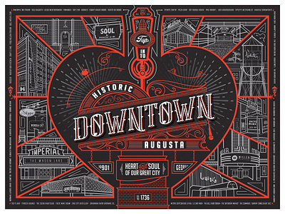 Downtown Augusta, GA Poster 2d adobe illustrator graphic design illustration illustrator poster typography vector