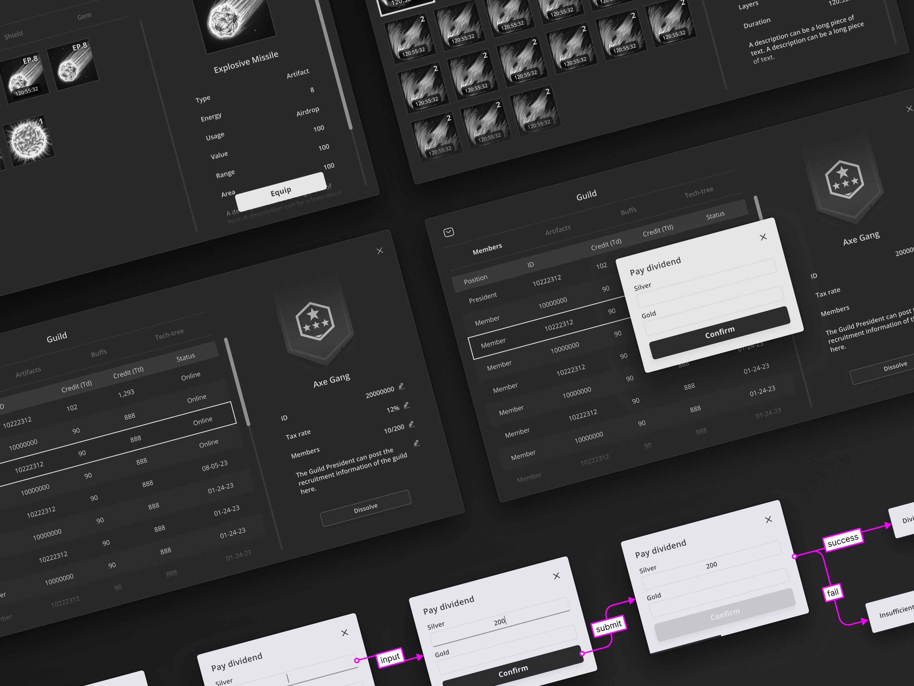 GUI, Wireframe design game gui ui ux wireframe