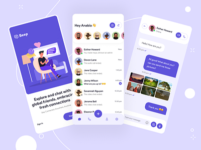 Beep - Chat Mobile App android app app design application chat chat app chat ui ios message message app messaging app messenger mobile mobile app social media ui uiux ux video call