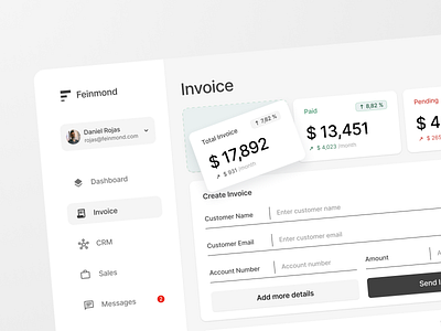 Feinmond - Invoice Management Dashboard dashboard invoice ui web design