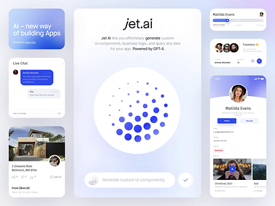 Jet AI – new way to build business apps ai animation app branding builder clean design gpt gradient graphic design icon identity jetadmin logo motion graphics no code ui