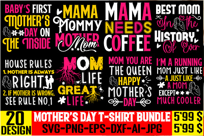 Mother's Day T-shirt Bundle app branding design graphic design illustration logo svg ui ux vector