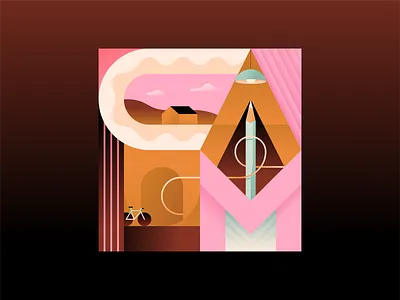 Calm bicycle calm feelings house illustration lamp miguelcm pencil scene word