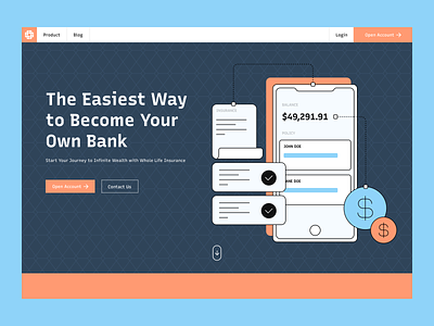 Infinite Banking - Landing Page b2c banking consumer fintech landing page