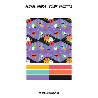 Floral Ghost Surface Pattern Design brand collaboration chicago artist color palette colorful flowers colorfulfalldecor fall floral ghost fall palette ghost illustration halloween surface design holiday pattern illustration pattern illustration procreate art seasonal artwork seasonal wholesale spooky pattern wholesale art wholesale design wholesale home decor