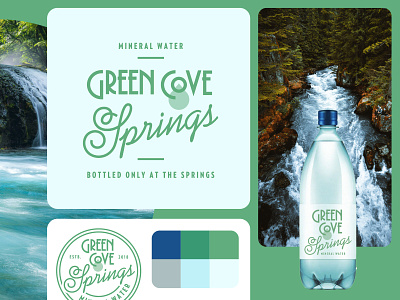 Green Cove Springs bottle branding drink drop droplet logo script spring waterfall typography water wordmark