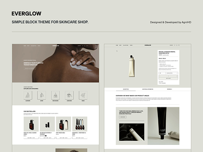 Everglow - Create store to sell sustainable skincare products ecommerce elegant lite green modern olive organic web design shop single product skincare sustainable web design