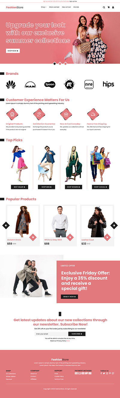 Fashion eCommerce Landing Page UI design ecommerce store ui design ecommerce ui fashion ecommerce store fashion store ui landing page ui design online store ui ui ui design