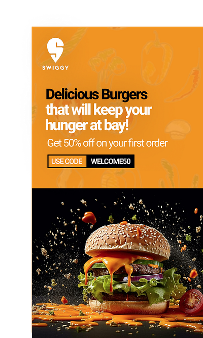 swiggy burger branding design graphic design illustration logo pattern rainbow ui ux vector