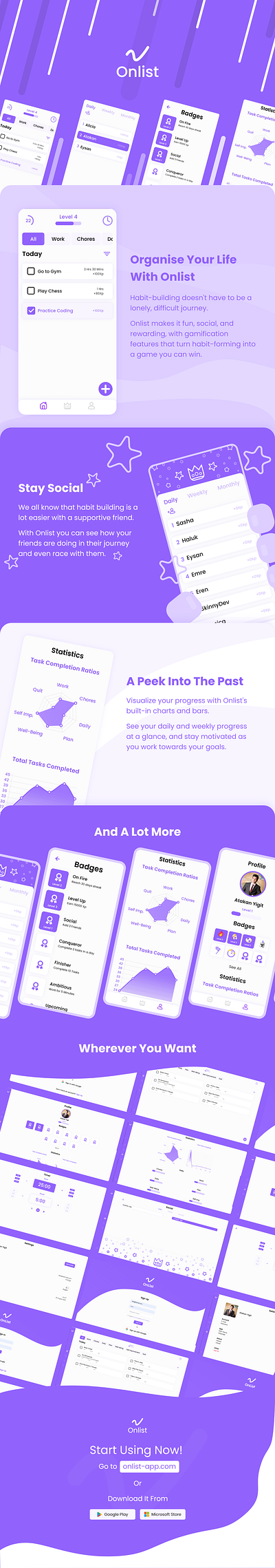 Onlist - A Gamified Habit Building App app app design design ui ux web design