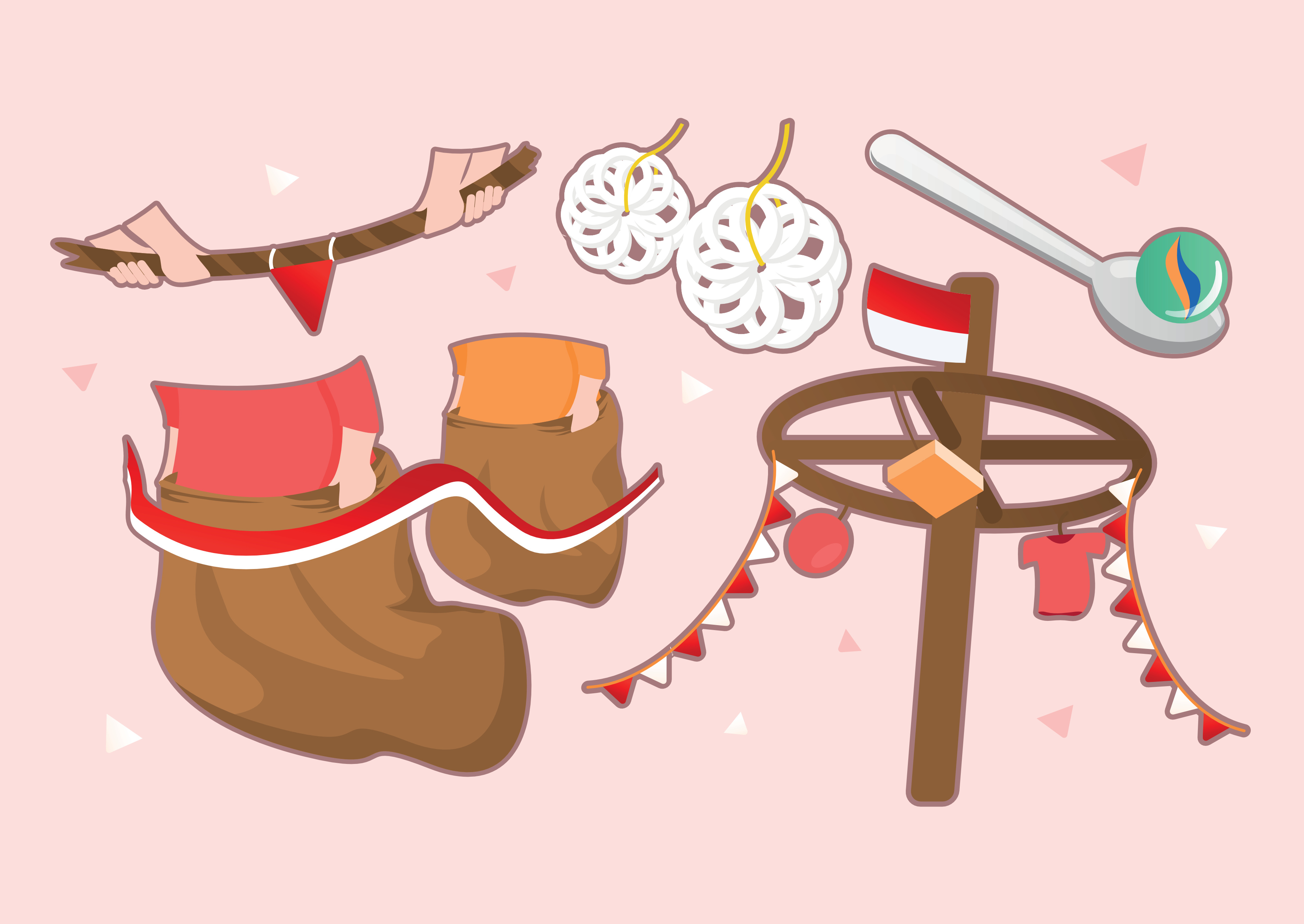 Indonesian Independence Day Competitions Illustration august august 17 climbing slippery pole. competition cracker design flag graphic design holiday illustration independence day indonesia red vacation vector white