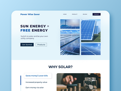 Solar Web Home Page UI Design blue design homepage minimal modern solar typography ui ux web ui website