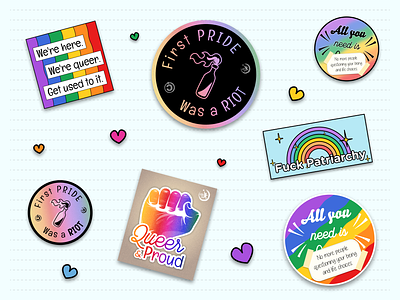 Pride Stickers 🏳️‍🌈 design illustration lgbt pride pridemonth queer rainbow rainbowflag stickers vector