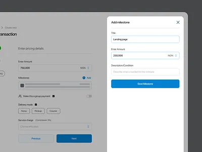Add milestone slide-over design modal product design slide over ui ui design ux design web design