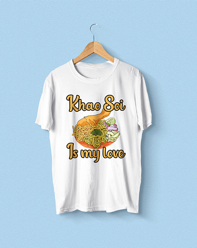 Khao Soi Lover T-Shirt 18 adventure custom t shirt design food t shirt graphic design illustration khao soi minimalist t shirt outdoors pad thai retro design sushi t shirt tee thai food trendy design