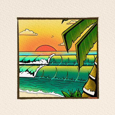 Sunset Dreams apparel design beach datradman hand drawn illustration surf surf art surf branding surf illustration