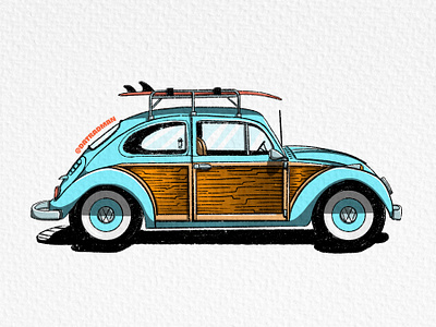 Bug Life beach cars datradman design hand drawn illustration surf surf apparel surf art surf branding surf design surf illustration surfing volkswagon