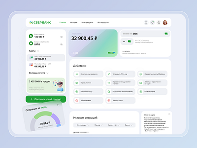 Redesign of the page with information about the card in Sberbank animation bank concept design figma glass effect map minimalism page personal account promo site redesign researches sber sberbank ui ux web website сбербанк