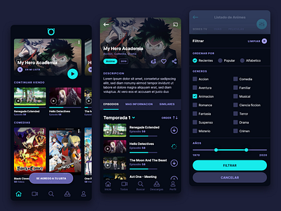 2020 - Anime Onegai App | Design Concept anime animes app concept design episodes mobile movies onegai series streaming tv ui ux