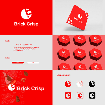 Brick crisp, brand identity for logo design for food 3d brand branding colors creative crisp design designer food graphic design illustration logo logo design logos logotype motion graphics pizza ui ux vector