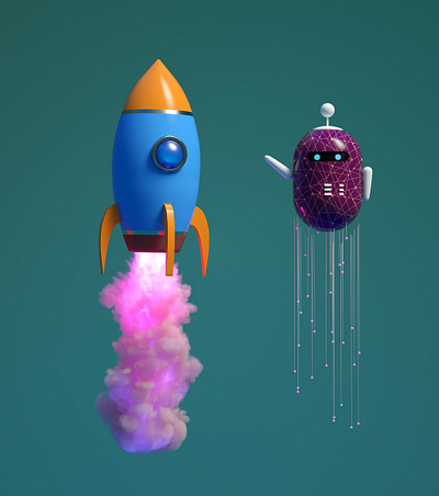 Chat bot in space 3d ai artificial chatbot cinema4d cute fantasy intelligence metaverse modelling space ui
