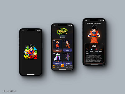 Dragon Ball Z Character Info. app branding design graphic design icon illustration illustrator logo minimal typography ui ux vector web webpage website