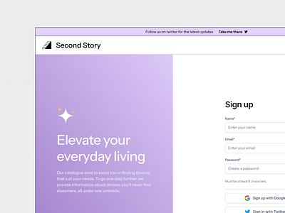 Sign up exploration as part of a recent project branding ui