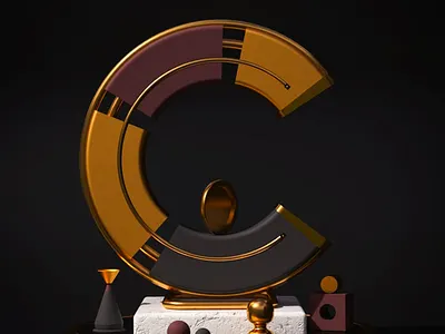 Letter type - C 3d 3d animation 3d illustration