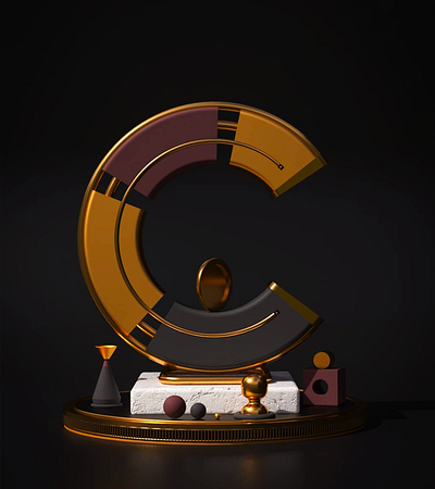 Letter type - C 3d 3d animation 3d illustration