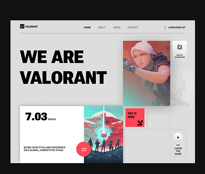 Valorant Concept Landing Page concept page design game concept gaming web page graphic design lamborghini landing page landing page concept ui valorant web page concept