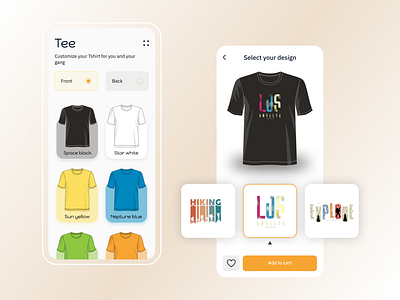 Custom T-shirt design - Concept UI cloth app clothes design customise trending ui concept