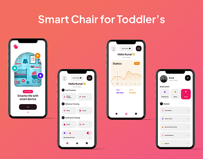 Smart Chair for Toddlers adobe xd app ui design dashboard design illustration logo neomorphic softui ui ux