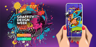 Graffiti design of the mobile phone interface and a banner for r doodles