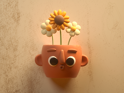 Flower pot 3d c4d ceramic character design flower illustration life pot pottery render vago3d