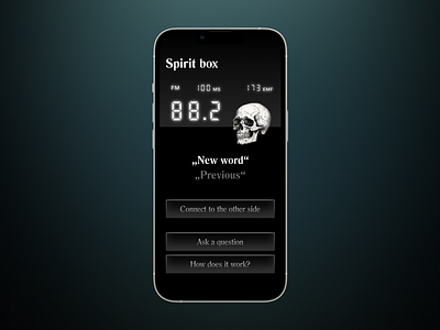 Spirit Box App Design app box dark digits ghost graveyard halloween hunted scary skull spirit spooky ui