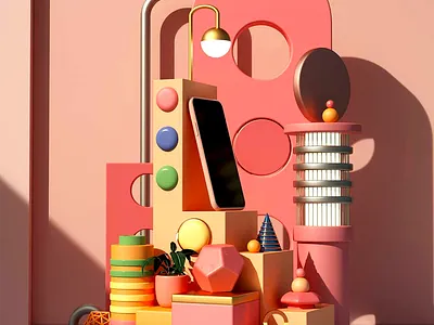 3D mobile abstract art. 36daysoftype 3d 3d animation 3d illustration