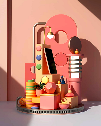 3D mobile abstract art. 36daysoftype 3d 3d animation 3d illustration