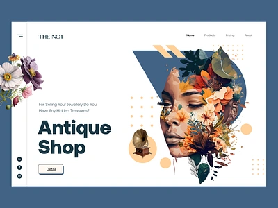 Website Hero for Antique Shop ai antique creative design flowers hero landing page ui uidesign ux web design