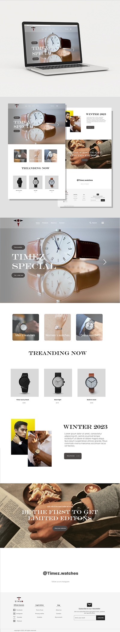 UI/UX design project ecommerce web store Timez design ecommerce graphic design landing page ui user experience user interface ux web design