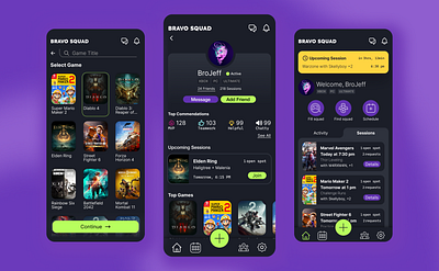 Connecting Gamers with Bravo Squad app design product design ui ux