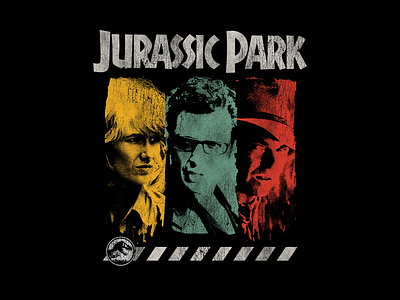 Jurassic Park 30th Anniversary Cast Tee 90s apparel design dinosaur illustration jeff goldbloom jurassic jurassicpark merch movie retro stripes three throwback trex universal vintage