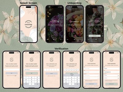Verification screens for Flower Delivery App branding design figma landingpage logo ui ux uxui verification screens webdesign