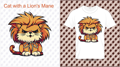 Cat with a Lion's Mane T-shirt striking